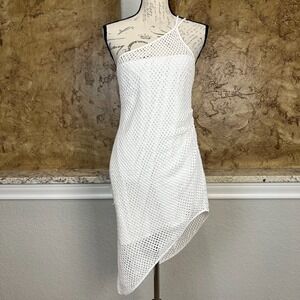 Amanda‎ Uprichard One Shoulder Mini Dress Medium Ruched Asymmetrical Crochet